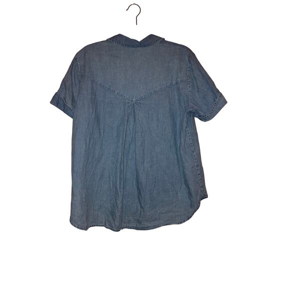 Jane + Delancey Chambray Short Sleeve Button Down Top Medium - Picture 5 of 5